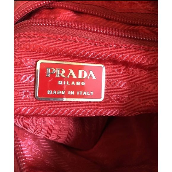 Authentic PRADA Red Nylon Tote Hand Bag Purse, Made in Italy - Picture 8 of 12